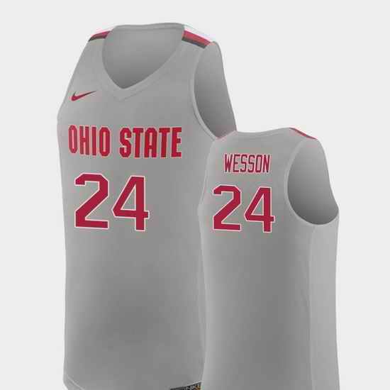 Men Ohio State Buckeyes Andre Wesson Pure Gray Replica College Basketball Jersey